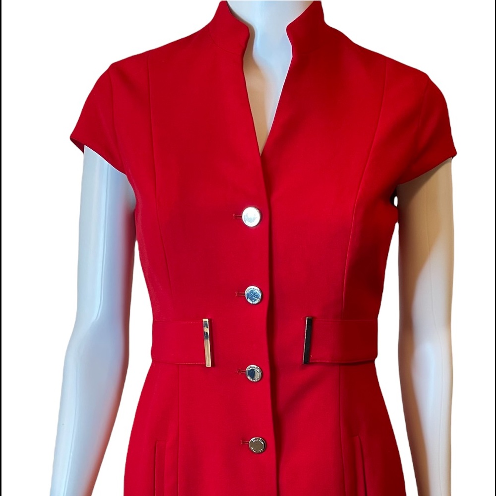 Calvin Klein- Short Sleeve Round Scuba Crepe Sheath Dress